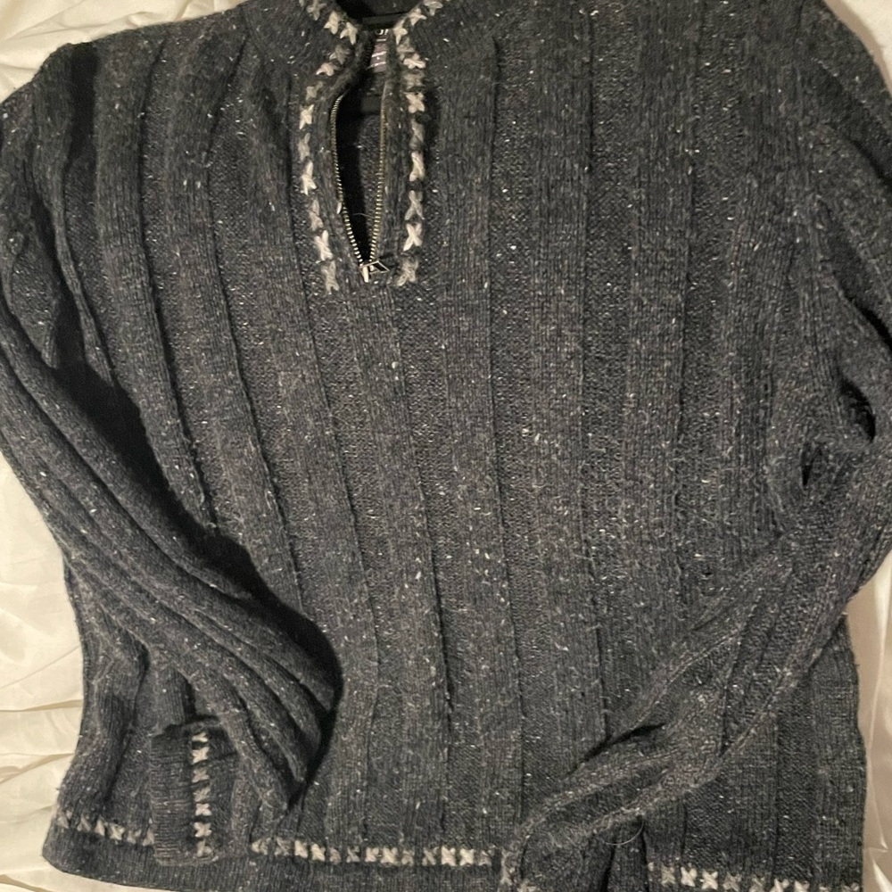 Woolrich Charcoal Gray Sweater Knit Warm Wool Lambswool